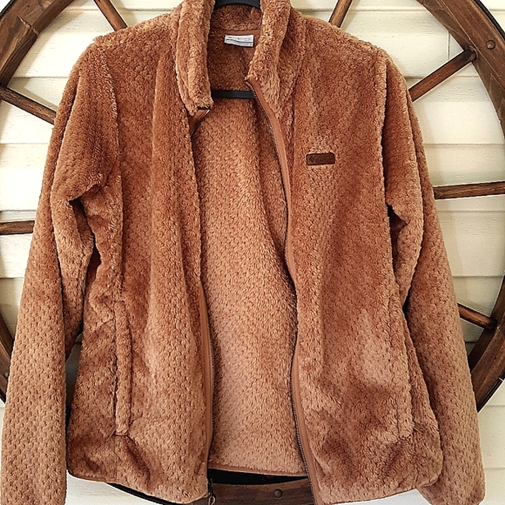 Women's Columbia Fireside Sherpa Fleece Jacket Teddy Bear Elk Brown Medium